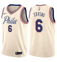 Men's Nike Philadelphia 76ers #6 Julius Erving Swingman Cream NBA Jersey - City Edition