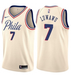 Men's Nike Philadelphia 76ers #7 Timothe Luwawu Authentic Cream NBA Jersey - City Edition