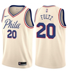 Men's Nike Philadelphia 76ers #20 Markelle Fultz Swingman Cream NBA Jersey - City Edition