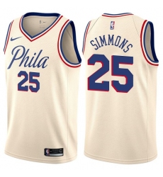 Men's Nike Philadelphia 76ers #25 Ben Simmons Swingman Cream NBA Jersey - City Edition