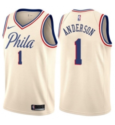 Men's Nike Philadelphia 76ers #1 Justin Anderson Authentic Cream NBA Jersey - City Edition