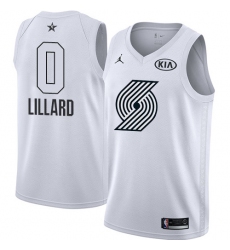 Men's Nike Jordan Portland Trail Blazers #0 Damian Lillard Swingman White 2018 All-Star Game NBA Jersey