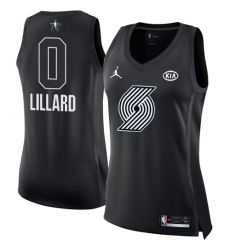 Women's Nike Jordan Portland Trail Blazers #0 Damian Lillard Swingman Black 2018 All-Star Game NBA Jersey