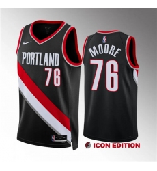Men's Portland Trail Blazers #76 Taze Moore Black Icon Edition Stitched Basketball Jersey