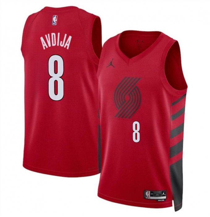 Men's Portland Trail Blazers #8 Deni Avdija Red Statement Edition Stitched Basketball Jersey
