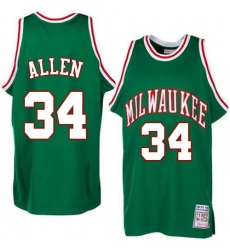 Men's Adidas Milwaukee Bucks #34 Ray Allen Authentic Green Throwback NBA Jersey