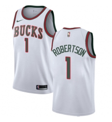 Men's Nike Milwaukee Bucks #1 Oscar Robertson Authentic White Fashion Hardwood Classics NBA Jersey