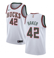 Men's Nike Milwaukee Bucks #42 Vin Baker Authentic White Fashion Hardwood Classics NBA Jersey