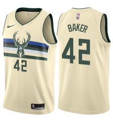 Men's Nike Milwaukee Bucks #42 Vin Baker Swingman Cream NBA Jersey - City Edition