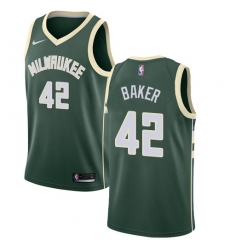 Men's Nike Milwaukee Bucks #42 Vin Baker Swingman Green Road NBA Jersey - Icon Edition