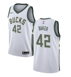 Women's Nike Milwaukee Bucks #42 Vin Baker Swingman White Home NBA Jersey - Association Edition