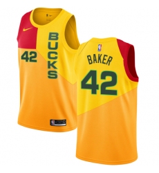Youth Nike Milwaukee Bucks #42 Vin Baker Swingman Yellow NBA Jersey - City Edition