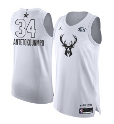 Men's Nike Jordan Milwaukee Bucks #34 Giannis Antetokounmpo Authentic White 2018 All-Star Game NBA Jersey