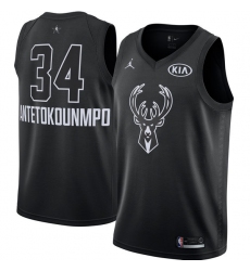 Men's Nike Jordan Milwaukee Bucks #34 Giannis Antetokounmpo Swingman Black 2018 All-Star Game NBA Jersey