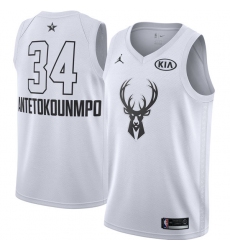 Men's Nike Jordan Milwaukee Bucks #34 Giannis Antetokounmpo Swingman White 2018 All-Star Game NBA Jersey