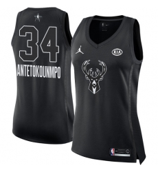 Women's Nike Jordan Milwaukee Bucks #34 Giannis Antetokounmpo Swingman Black 2018 All-Star Game NBA Jersey