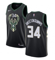 Youth Nike Milwaukee Bucks #34 Giannis Antetokounmpo Swingman Black Alternate NBA Jersey - Statement Edition