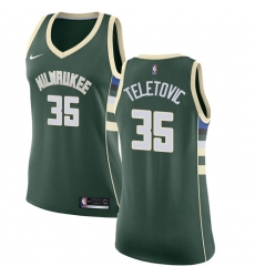 Women's Nike Milwaukee Bucks #35 Mirza Teletovic Authentic Green Road NBA Jersey - Icon Edition