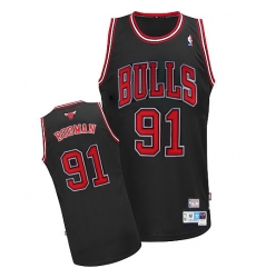 Men's Adidas Chicago Bulls #91 Dennis Rodman Authentic Black Throwback NBA Jersey