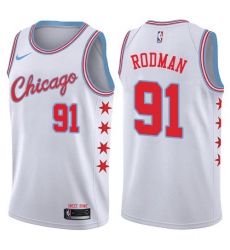 Men's Nike Chicago Bulls #91 Dennis Rodman Swingman White NBA Jersey - City Edition