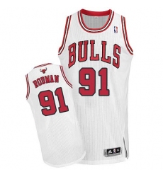 Women's Adidas Chicago Bulls #91 Dennis Rodman Authentic White Home NBA Jersey