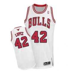 Men's Adidas Chicago Bulls #42 Robin Lopez Authentic White Home NBA Jersey