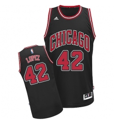 Youth Adidas Chicago Bulls #42 Robin Lopez Swingman Black Alternate NBA Jersey