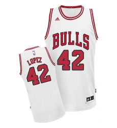 Youth Adidas Chicago Bulls #42 Robin Lopez Swingman White Home NBA Jersey