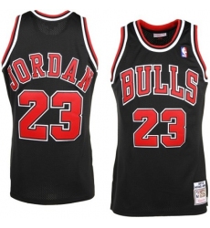 Men's Mitchell and Ness Chicago Bulls #23 Michael Jordan Authentic Black Throwback NBA Jersey