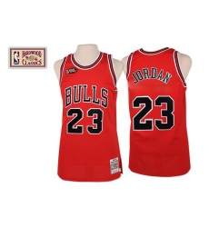 Men's Mitchell and Ness Chicago Bulls #23 Michael Jordan Authentic Red Final Patch Throwback NBA Jersey