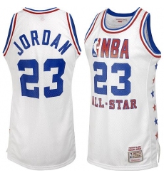 Men's Mitchell and Ness Chicago Bulls #23 Michael Jordan Swingman White 1985 All Star Throwback NBA Jersey