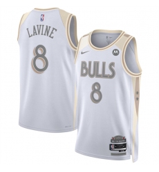 Men's Chicago Bulls #8 Zach LaVine White 2024-25 City Edition Stitched Basketball Jersey