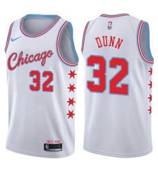 Men's Nike Chicago Bulls #32 Kris Dunn Authentic White NBA Jersey - City Edition