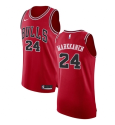 Men's Nike Chicago Bulls #24 Lauri Markkanen Authentic Red Road NBA Jersey - Icon Edition