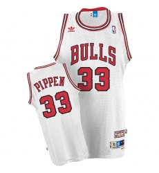 Men's Adidas Chicago Bulls #33 Scottie Pippen Authentic White Throwback NBA Jersey