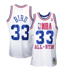 Men's Mitchell and Ness Boston Celtics #33 Larry Bird Authentic White 1990 All Star Throwback NBA Jersey