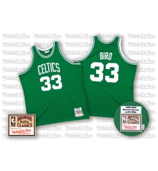 Men's Mitchell and Ness Boston Celtics #33 Larry Bird Swingman Green Throwback NBA Jersey