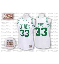 Men's Mitchell and Ness Boston Celtics #33 Larry Bird Swingman White Throwback NBA Jersey