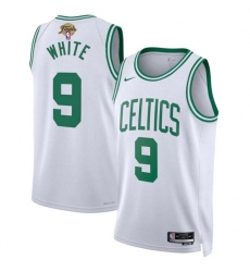 Men's Boston Celtics #9 Derrick White White 2024 Finals Association Edition Stitched Basketball Jersey