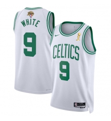 Men's Boston Celtics #9 Derrick White White 2024 Finals Champions Association Edition Stitched Basketball Jersey