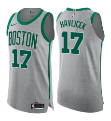 Men's Nike Boston Celtics #17 John Havlicek Authentic Gray NBA Jersey - City Edition