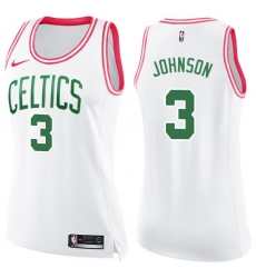 Women's Nike Boston Celtics #3 Dennis Johnson Swingman White/Pink Fashion NBA Jersey
