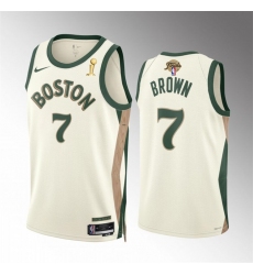 Men's Boston Celtics #7 Jaylen Brown 2024 Finals Champions City Edition Stitched Basketball Jersey