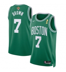 Men's Boston Celtics #7 Jaylen Brown Green 2024 Finals Champions Icon Edition Stitched Basketball Jersey