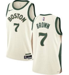 Men's Boston Celtics #7 Jaylen Brown White Stitched Baseball Jersey