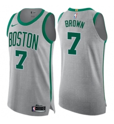 Men's Nike Boston Celtics #7 Jaylen Brown Authentic Gray NBA Jersey - City Edition