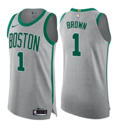 Men's Nike Boston Celtics #1 Walter Brown Authentic Gray NBA Jersey - City Edition