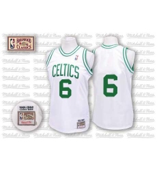 Men's Mitchell and Ness Boston Celtics #6 Bill Russell Authentic White Throwback NBA Jersey