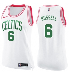 Women's Nike Boston Celtics #6 Bill Russell Swingman White/Pink Fashion NBA Jersey