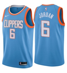 Men's Nike Los Angeles Clippers #6 DeAndre Jordan Authentic Blue NBA Jersey - City Edition